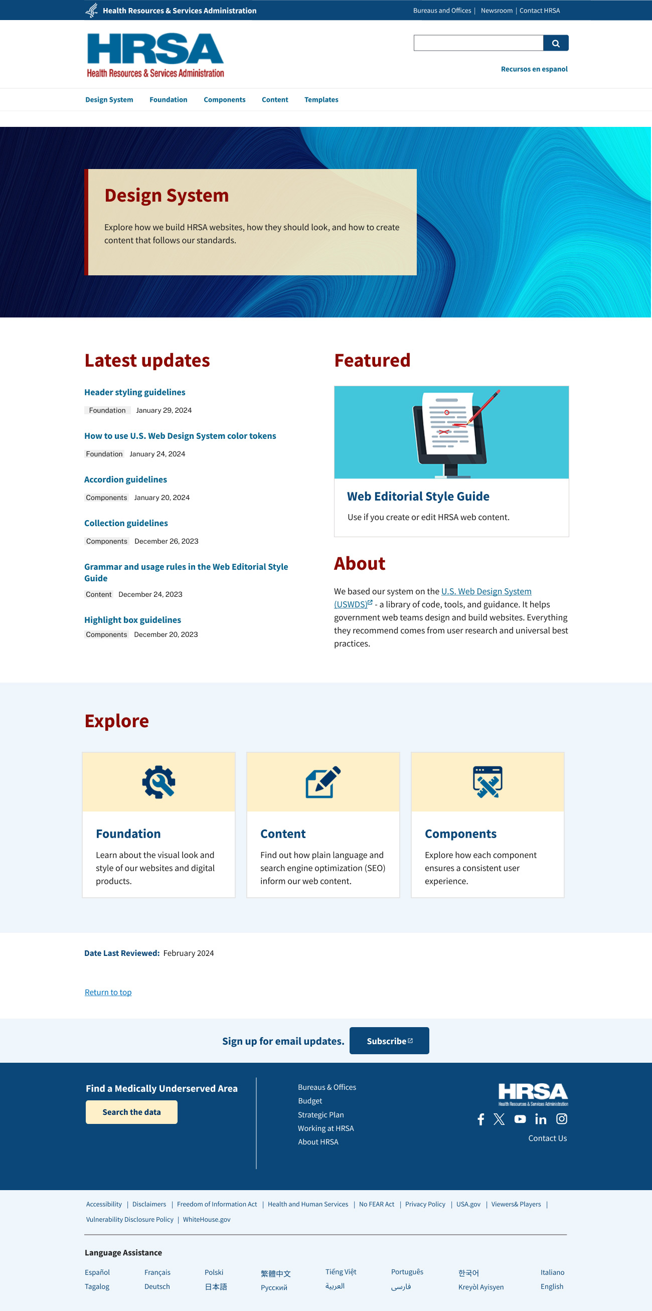 Redesigned HRSA design system website